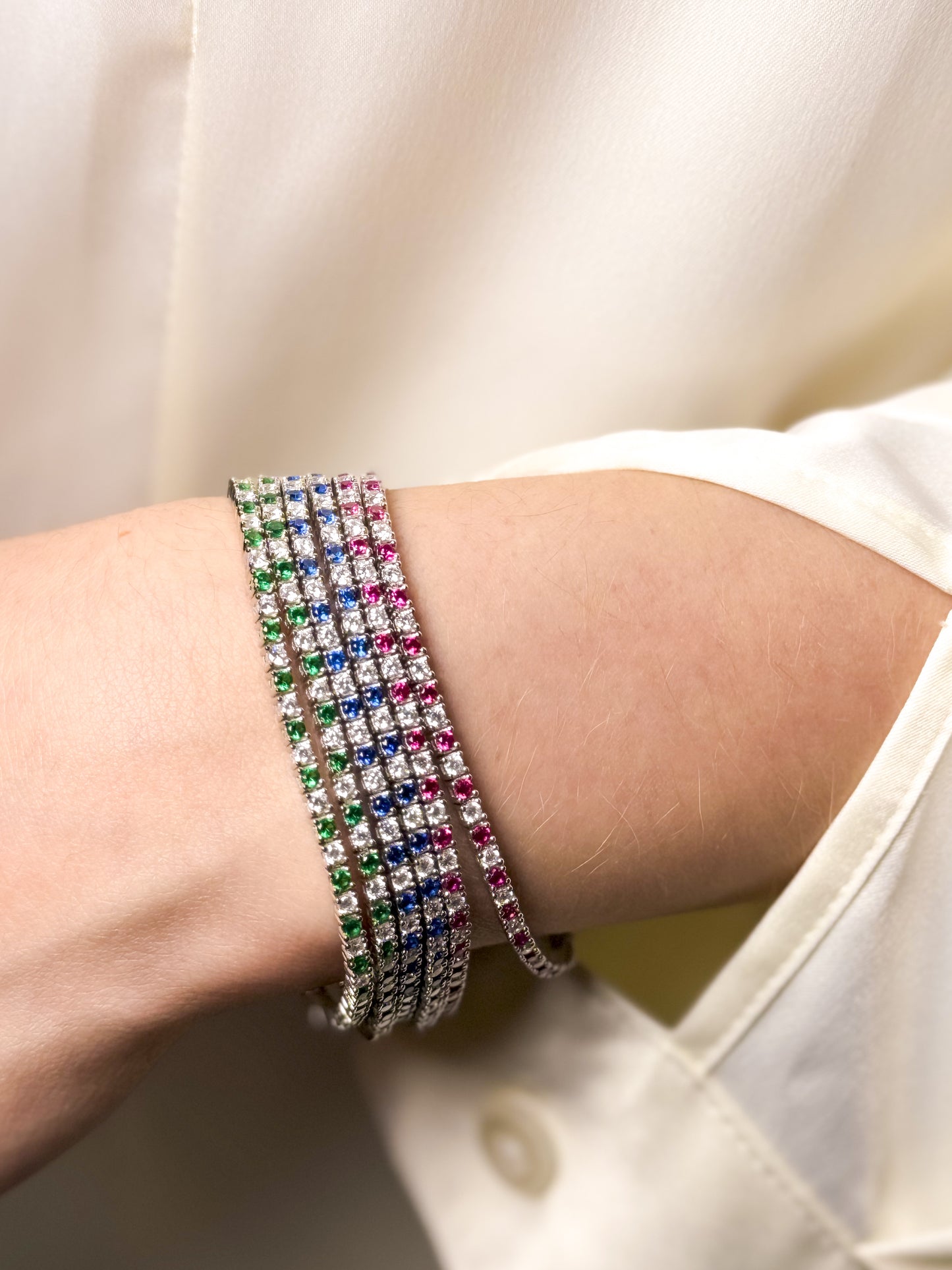 Two-Tone Blue and Silver Tennis Bracelet