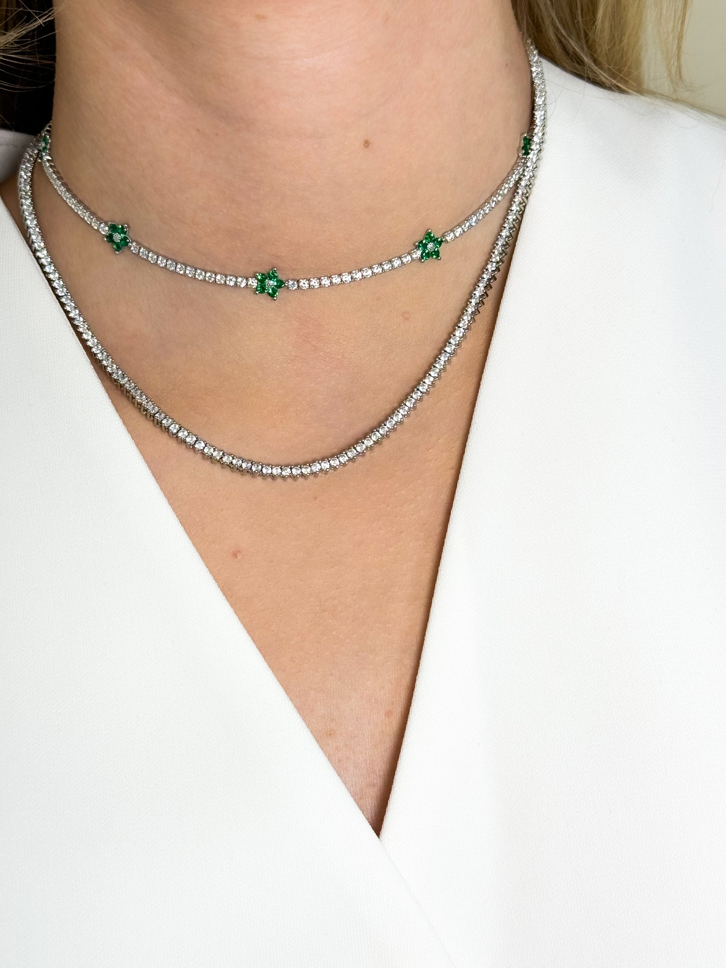 Tennis Necklace Flor Verde