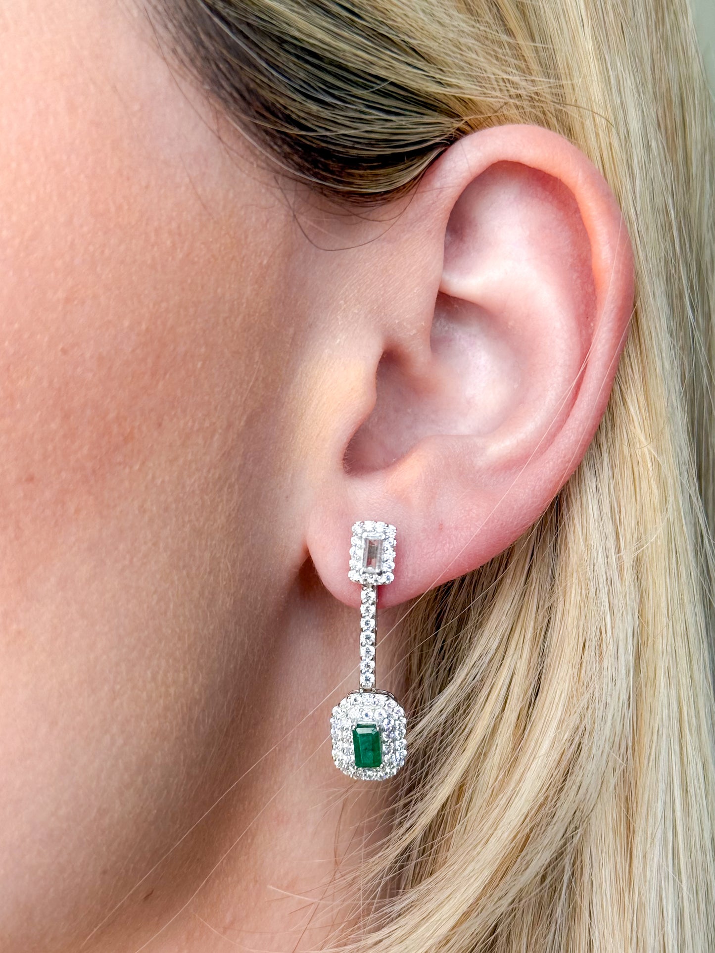Two in one Emerald Drop Earrings