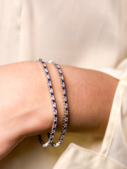 Two-Tone Blue and Silver Tennis Bracelet