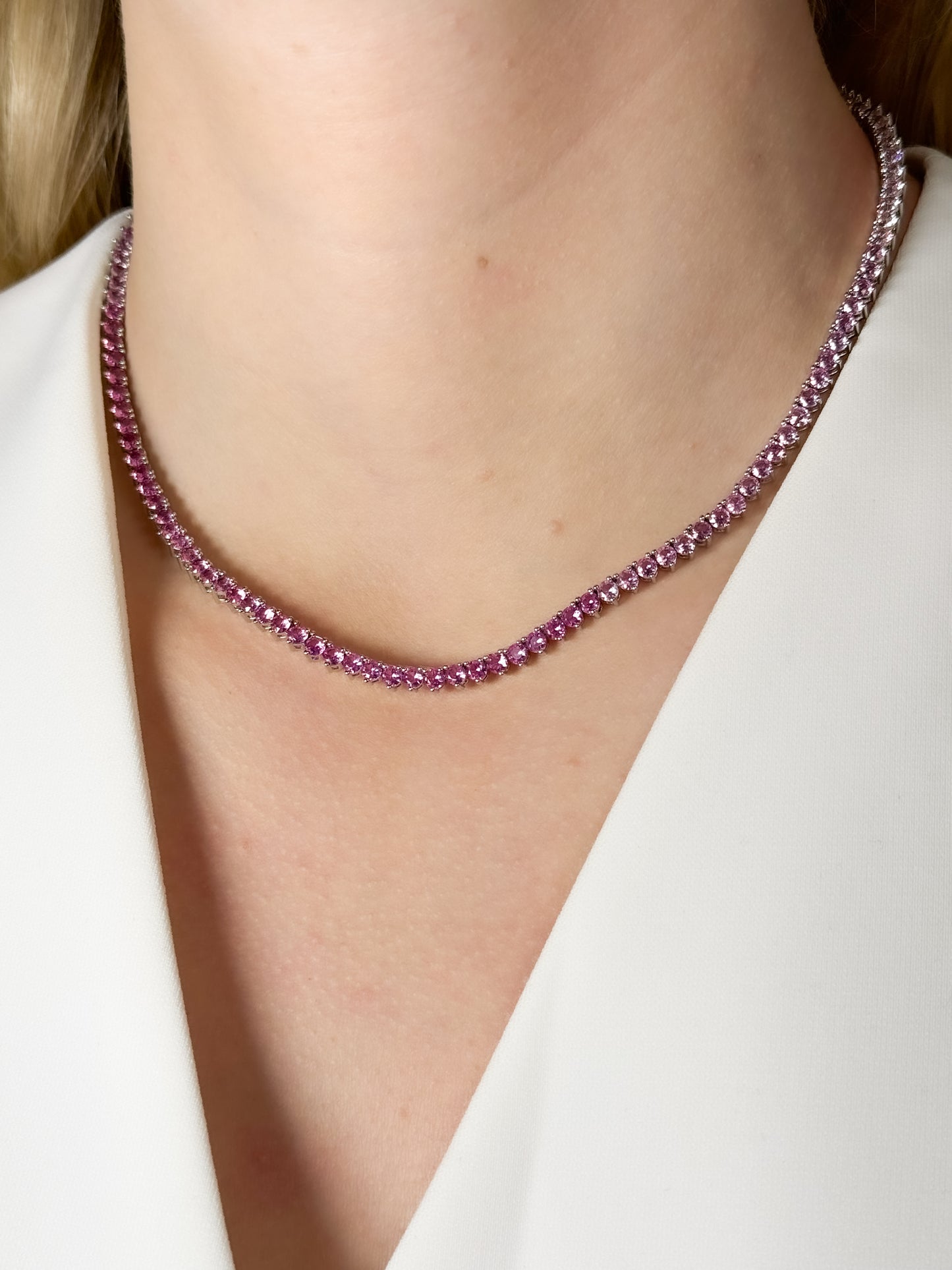 Pink Tennis Necklace